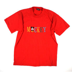 Vintage 90s Disney Mickey Mouse T Shirt Large Mens Red Single Stitch Embroidered